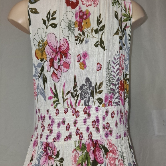 Bila Floral Midi Dress with Pink and Green Accents.summer Breeze Boho Sz L - Picture 12 of 16